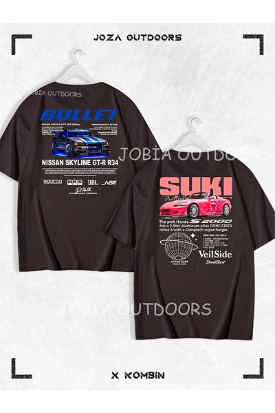 Jobia Outdoors Γυναικεία Ανδρικά Unisex Suki Bullet BACK Σετ μπλουζάκι με στάμπα Lover Couple Oversize πολύχρωμο μπλουζάκι