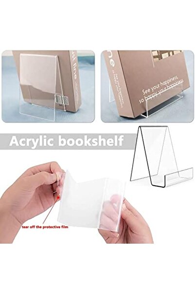 Generic 3 Pcs Clear Acrylic Book Stand Display For Books, Notebooks, Picture Books, Transparent