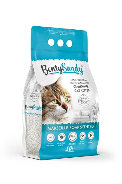 BentySandy Marsilya Sabunu Kokulu Topaklanan Ince Taneli Kedi Kumu 10 Lt