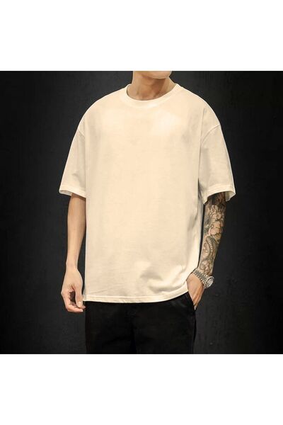 JustBS Ανδρικό μπλουζάκι με λαιμόκοψη ποδηλάτου σε μπεζ χρώμα