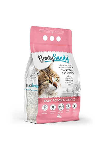 BentySandy Bebek Pudrası Kokulu Topaklanan Ince Taneli Kedi Kumu 5 Lt