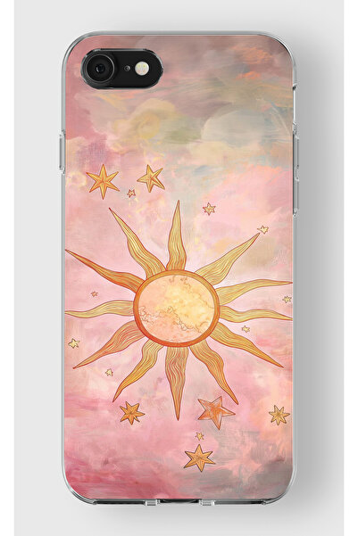 moonset Iphone 7 / 8 / SE Uyumlu Güneş Tasarımlı Baskılı Şeffaf Telefon Kılıfı