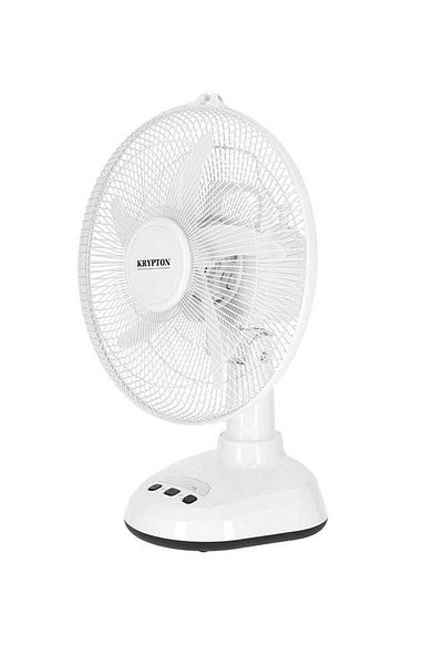 KRYPTON 12'' Table Fan with LED | 2-Speed | Oscillating/Static Modes | Portable Desk Fan for Home/Office