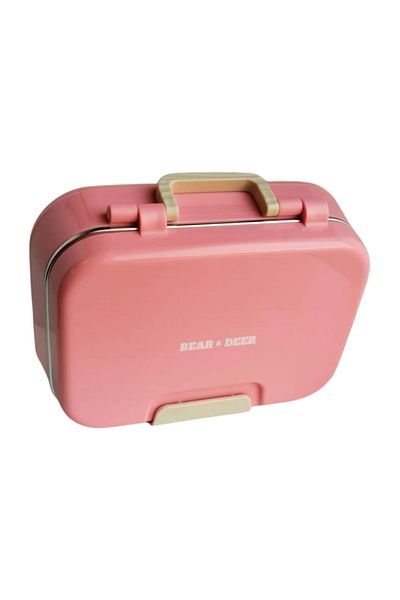 B &D Single Layer Two Compartment Steel Pink Lunch Box Bes001