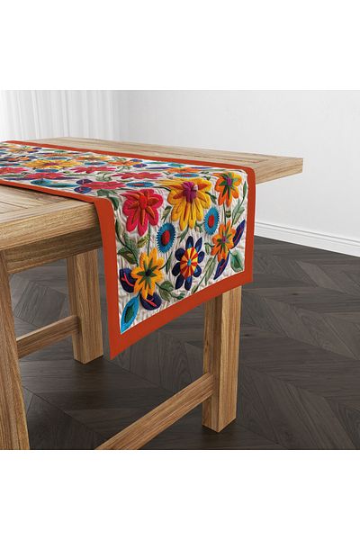 Filamente Digital Printed Runner - Floral Pattern - Embroidery Look - 140X40 cm