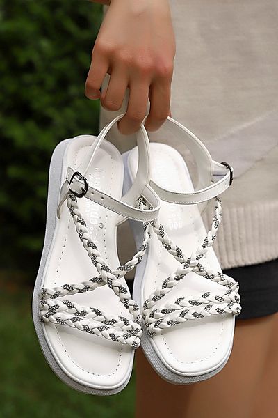 kajal ayakkabı Σανδάλια MDLN 506 Knitted Band με λεπτομέρειες