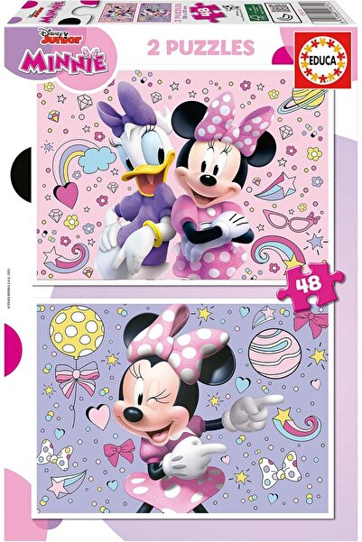 Educa Puzzle Educa 4-6 Yaş 2x48 Parça Disney Minnie Mouse Puzzle - Kız Çocuk Karton Eğitici Puzzle