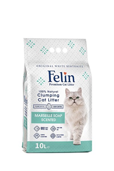 FELİN Marsilya Sabunu Kokulu Topaklanan Ince Taneli Kedi Kumu 10 Lt