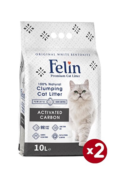 FELİN Aktif Karbonlu Topaklanan Ince Taneli Kedi Kumu 10lx2