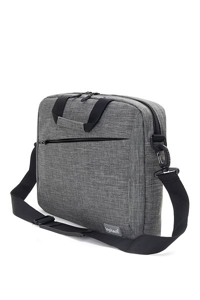 logitech Original 15.6" Inch Grey Fabric Notebook Suitcase with Strap Business & Casual Laptop Computer Briefcase