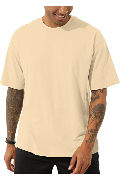 JustBS Ανδρικό κοντομάνικο μπλουζάκι σε μπεζ χρώμα