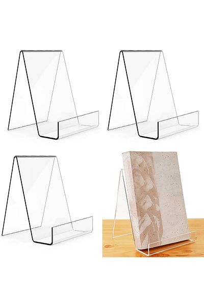 Generic 3 Pcs Clear Acrylic Book Stand Display For Books, Notebooks, Picture Books, Transparent