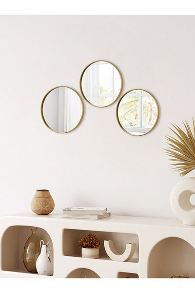 Leila Home Round Mirrored Presentation Holder Gold 24X24 Catering Coffee and Tea Presentation