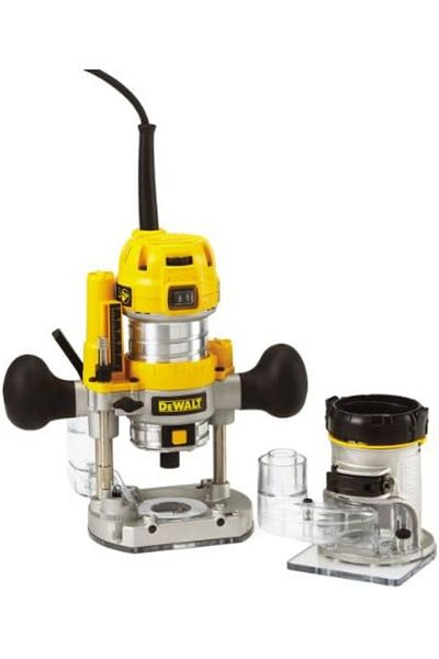 Dewalt جهاز توجيه وقاعدة ثابتة 6 و8 مم مع أداة تشذيب، أصفر/أسود، D26204K-GB، ضمان لمدة 3 سنوات