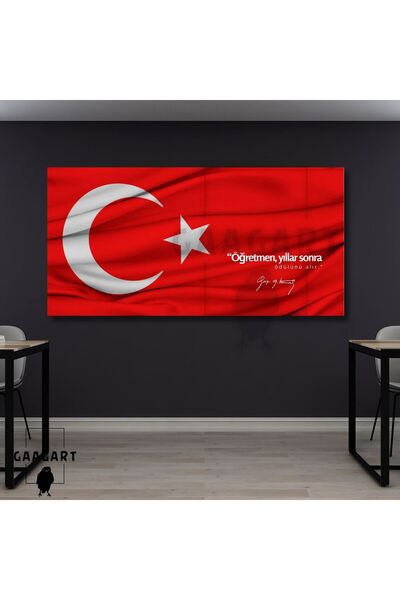 GAAGART Panoramik Kanvas Makam Panosu Türk Bayrağı Atatürk “Öğretmen, yıllar ...