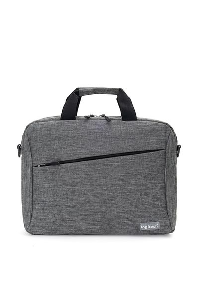 logitech Original 15.6" Inch Grey Fabric Notebook Suitcase with Strap Business & Casual Laptop Computer Briefcase