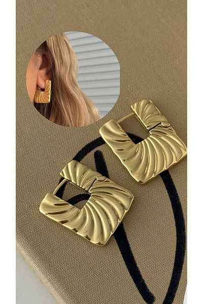 Rossetto Atelier Serenay Sarıkaya Vintage Square Gold Earrings
