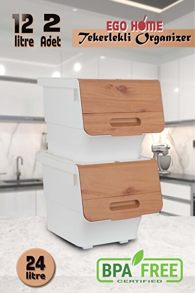 ego home 2li Tekerlekli Patateslik Soğanlık Oyuncak Kutusu Sebzelik Patates S...