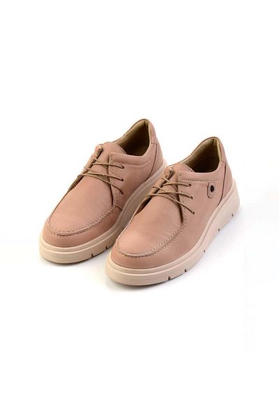 Bambi Бежови кожени дамски мокасини K01034000203