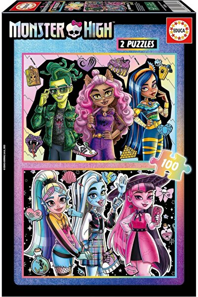 Educa Puzzle لغز/بازل مونستر هاي للبنات من إيدوكا 2×100 قطعة - للأعمار من 6 إ...