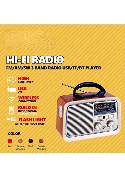 Micro Speed Radio FM - AM - SW Gold/Brown/Black Bluetooth Portable Audio TF Card USB Flash disk Aux playback