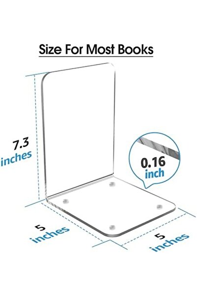 Generic Acrylic Bookends, Clear Heavy Duty Bookends For Shelves, Non-skid Book Holders (1 PAIR, LARGE)