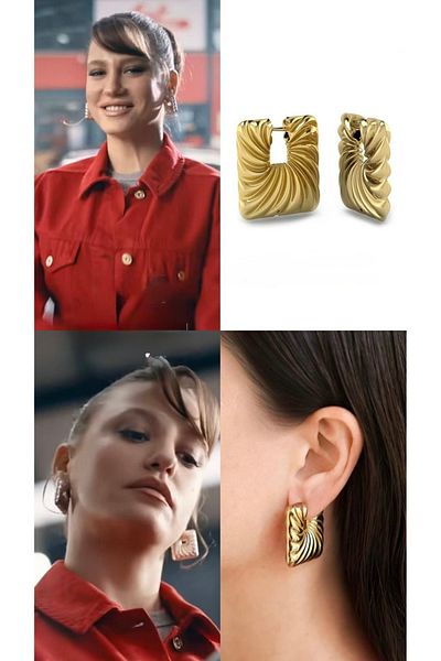 Rossetto Atelier Serenay Sarıkaya Vintage Square Gold Earrings