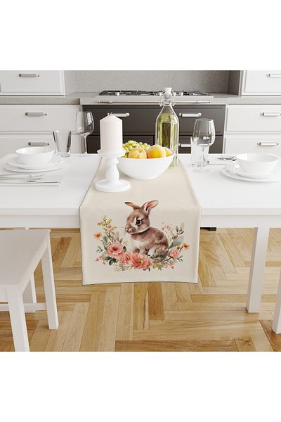 Filamente Digital Printed Runner - Μοτίβο κουνελιού - Πάσχα - Καλή Πάσχα - 140x40 cm