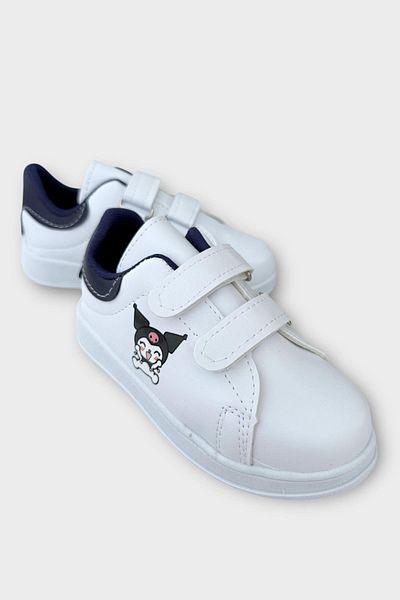 Liger Children's Kuromi Printed Velcro Unisex Sports Shoes White - Dark Blue