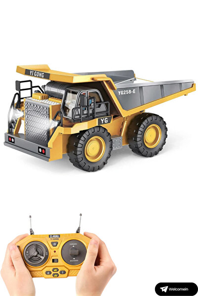 welcomein Oyuncak 2.4 Ghz Uzaktan Kumandalı Kamyon Led Işıklı Sesli Damperli Kamyon İş Makinası
