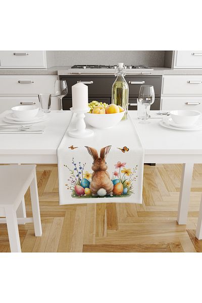 Filamente Digital Printed Runner - Rabbit Pattern - Easter - Happy Easter - 140X40 cm