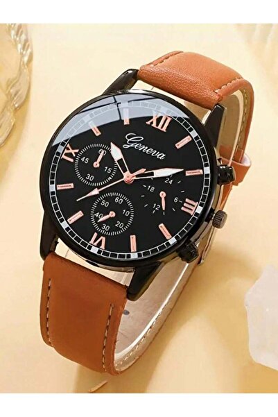 Geneva Men's Casual Watch Set with 3 Pieces Leather Straps Great Gift