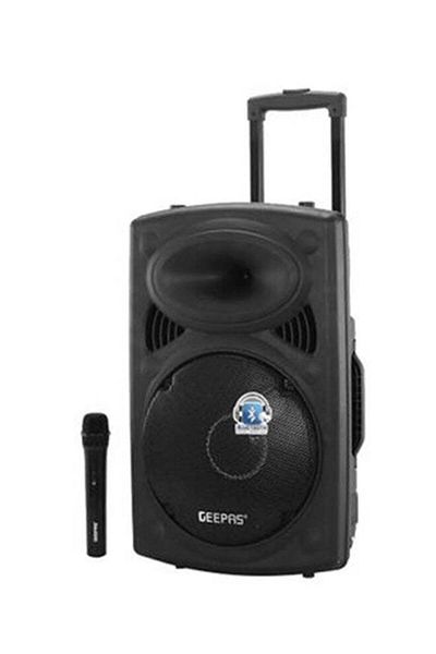 Geepas Rechargeable Portable Trolley Speaker System With USB/Bluetooth/SD Card Slots/FM Radio GMS8519 Black