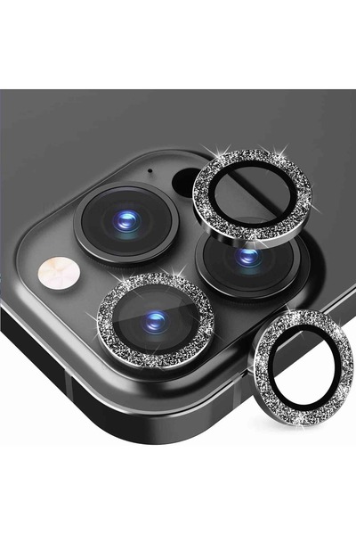 Powerfox Iphone 14 Pro Ve 14 Pro Max Uyumlu Işıldayan Simli Kamera Koruyucu