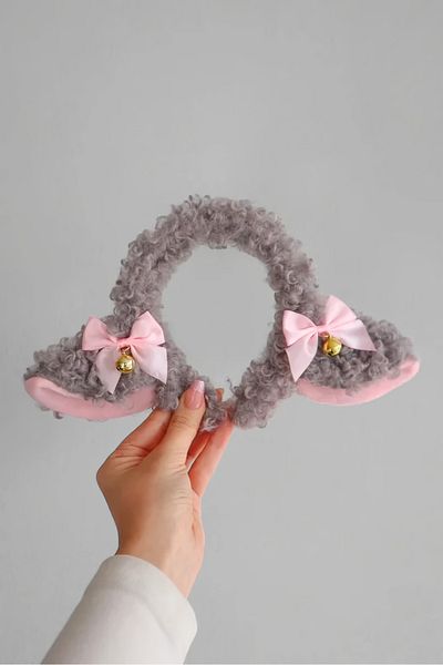 Aesthia Gray Sheep Eared Hair Crown with Bells