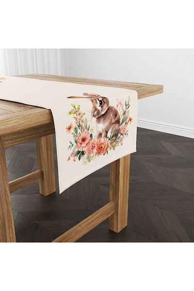 Filamente Digital Printed Runner - Μοτίβο κουνελιού - Πάσχα - Καλή Πάσχα - 140x40 cm