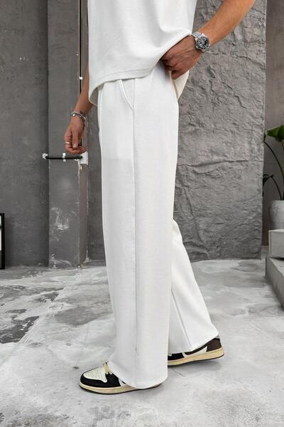 HAFKAGİYİM White Cozy Premium Striped Baggy Tracksuit