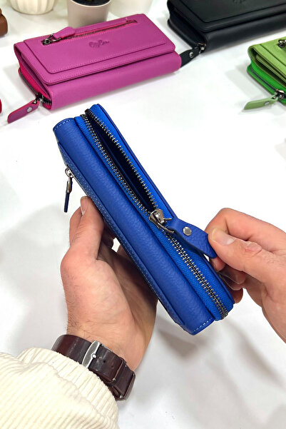 CüzCan Берлін Saks Синій Натуральна шкіра Ультра практичний жіночий гаманець