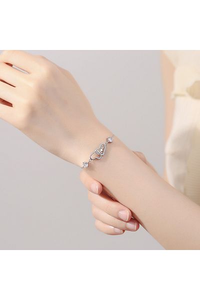 delis Bratara Argint 925, Jw662, Model Inima, Placata Cu Rodiu