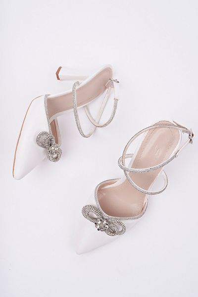 MODA MHS Women's Evening Dress Shoes White Heel Shoes Wedding Engagement Bridal Shoes 9 cm