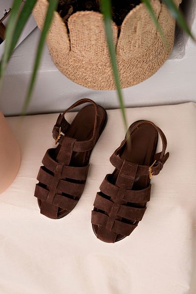 NOSEY SHOES Sandale de zi cu zi pentru femei, model London, din piele naturală, cu cataramă cu curele maro
