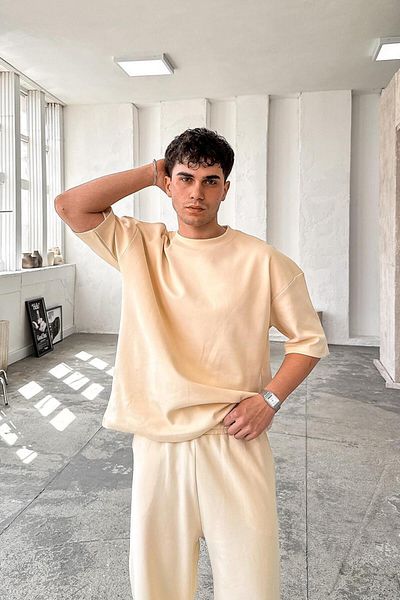 HAFKAGİYİM Κρεμ Cozy Premium Oversize T-Shirt