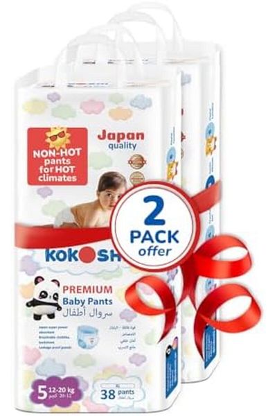 kokoshe Kokoshi Premium Baby Pants, Size 5 for babies 12-20kg x 76pcs, Eco-friendly and Hypoallergenic Nappi