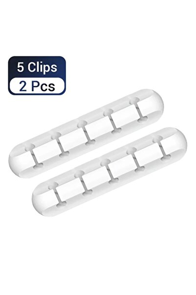Choice منظم كابلات أبيض مكون من 5 فتحات - قطعتين - حامل سلك إدارة كابل USB مر...