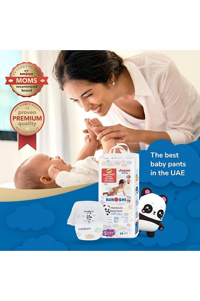 kokoshe Kokoshi Premium Baby Pants, Size 5 for babies 12-20kg x 76pcs, Eco-friendly and Hypoallergenic Nappi