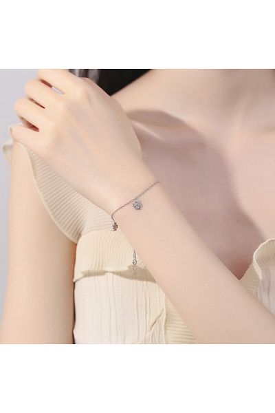 delis Bratara Argint 925, Jw668, Model Trifoi, Placata Cu Rodiu