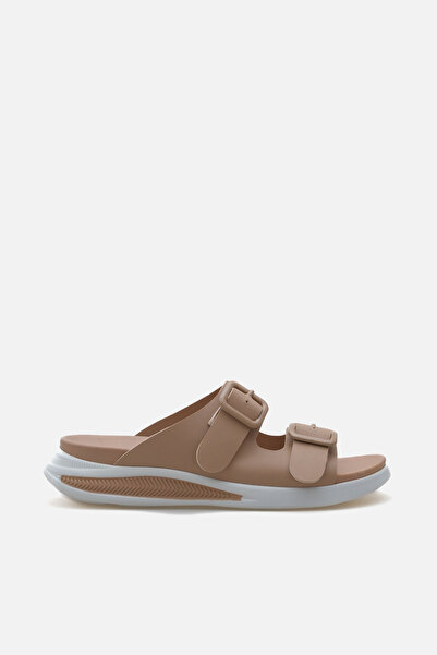 LOJO Women's Double Banded Buckle Thick Sole Sports Slippers Sezy Nude