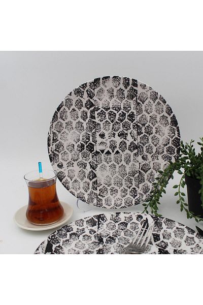 Arna Porselen Snake 25 cm Service Plate Black