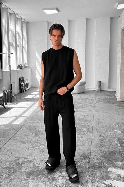 HAFKAGİYİM Black Cozy Premium Basic Tank Top