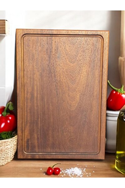 F&S WoodArt 40 X 27.5 cm Solid Natural Wood Grooved Cutting and Serving Board